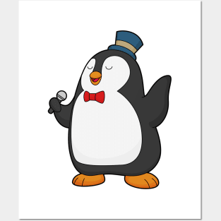 Penguin Singer Microphone Posters and Art